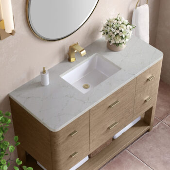 Lucian 48" Single Vanity, Pebble Oak w/ 3 CM Victorian Silver Quartz Top - Image 4