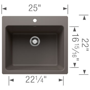 Blanco Liven SILGRANIT 25" Single Bowl Dual Mount Laundry Sink - Volcano Gray - Image 3