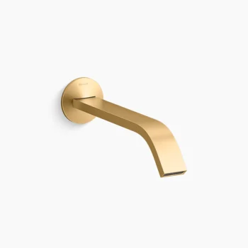 Kohler Components Wall-mount bathroom sink faucet spout with Ribbon design, 1.2 gpm - Vibrant Brushed Moderne Brass
