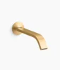 Kohler Components Wall-mount bathroom sink faucet spout with Ribbon design, 1.2 gpm – Vibrant Brushed Moderne Brass
