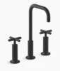 Kohler Purist Widespread bathroom sink faucet with Cross handles, 1.2 gpm – Matte Black