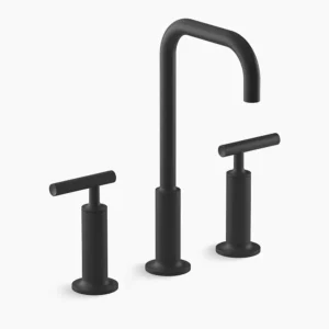 Kohler Purist Widespread bathroom sink faucet with Lever handles, 1.2 gpm – Matte Black