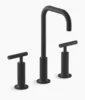 Kohler Purist Widespread bathroom sink faucet with Lever handles, 1.2 gpm – Matte Black