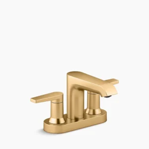 Kohler Hint Centerset bathroom sink faucet, 1.2 gpm – Vibrant Brushed Moderne Brass