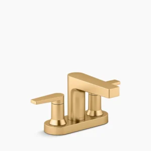 Kohler Taut Centerset bathroom sink faucet, 1.2 gpm – Vibrant Brushed Moderne Brass