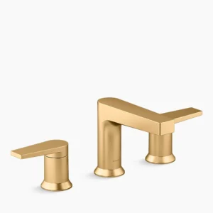 Kohler Taut Widespread bathroom sink faucet, 1.2 gpm – Vibrant Brushed Moderne Brass