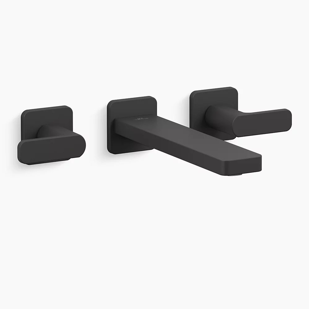 Kohler Parallel Wall-mount bathroom sink faucet trim, 1.2 gpm - Matte Black