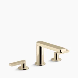 Kohler Composed Widespread bathroom sink faucet with Lever handles, 1.2 gpm – Vibrant French Gold