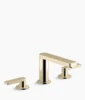 Kohler Composed Widespread bathroom sink faucet with Lever handles, 1.2 gpm – Vibrant French Gold