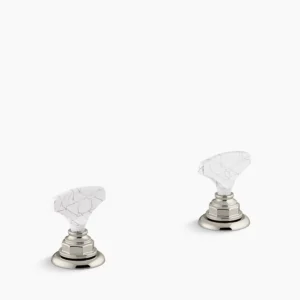 Kohler Artifacts Howlite T-handle bathroom sink faucet handles – Vibrant Polished Nickel