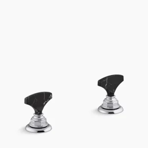 Kohler Artifacts Nero Marquina T-handle bathroom sink faucet handles – Polished Chrome
