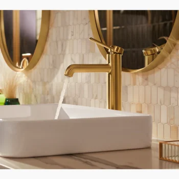 Kohler Occasion Tall single-handle bathroom sink faucet, 1.0 gpm - Vibrant French Gold - Image 10