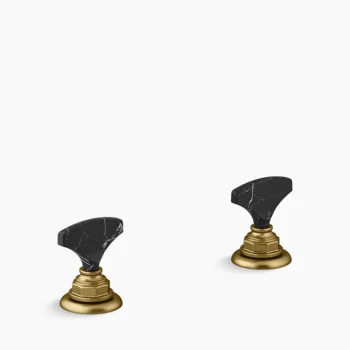 Kohler Artifacts Nero Marquina T-handle bathroom sink faucet handles - Vibrant Brushed Moderne Brass