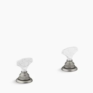 Kohler Artifacts Howlite T-handle bathroom sink faucet handles – Vibrant Brushed Nickel