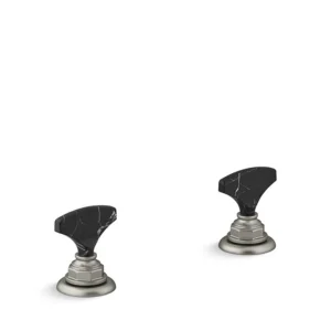 Kohler Artifacts Nero Marquina T-handle bathroom sink faucet handles – Vibrant Brushed Nickel