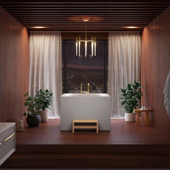 Kohler Stillness‚ Soak 46" x 46" freestanding bath - Honed White - Image 7