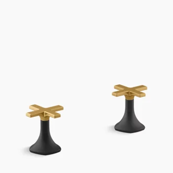 Kohler Occasion Cross bathroom sink faucet handles - Matte Black with Moderne Brass