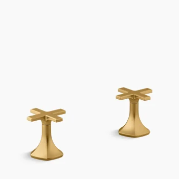 Kohler Occasion Cross bathroom sink faucet handles - Vibrant Brushed Moderne Brass