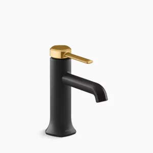 Kohler Occasion Single-handle bathroom sink faucet, 1.0 gpm – Matte Black with Moderne Brass
