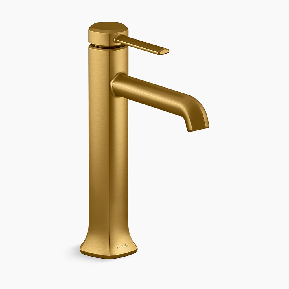 Kohler Occasion Tall single-handle bathroom sink faucet, 1.0 gpm - Vibrant Brushed Moderne Brass