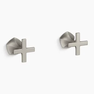 Kohler Occasion Wall-mount bathroom sink faucet Cross handle trim, 1.2 gpm – Vibrant Brushed Nickel