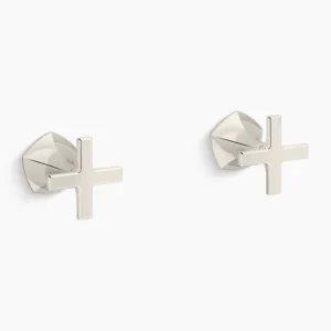 Kohler Occasion Wall-mount bathroom sink faucet Cross handle trim, 1.2 gpm – Vibrant Polished Nickel