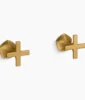 Kohler Occasion Wall-mount bathroom sink faucet Cross handle trim, 1.2 gpm – Vibrant Brushed Moderne Brass
