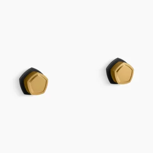 Kohler Occasion Wall-mount bathroom sink faucet Knob handle trim, 1.2 gpm – Matte Black with Moderne Brass