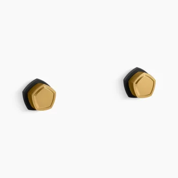 Kohler Occasion Wall-mount bathroom sink faucet Knob handle trim, 1.2 gpm - Matte Black with Moderne Brass