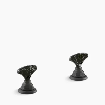 Kohler Artifacts Nero Marquina T-handle bathroom sink faucet handles - Matte Black