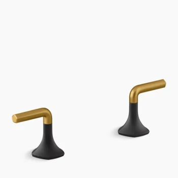 Kohler Occasion Lever bathroom sink faucet handles - Matte Black with Moderne Brass