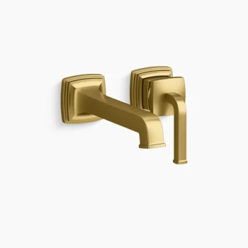 Kohler Riff Wall-mount single-handle bathroom sink faucet, 1.2 gpm - Vibrant Brushed Moderne Brass