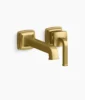 Kohler Riff Wall-mount single-handle bathroom sink faucet, 1.2 gpm – Vibrant Brushed Moderne Brass