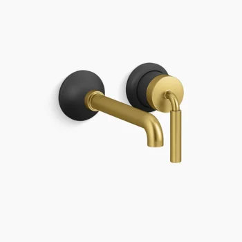 Kohler Tone Wall-mount single-handle bathroom sink faucet, 1.2 gpm - Matte Black with Moderne Brass
