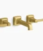 Kohler Riff Wall-mount bathroom sink faucet trim, 1.2 gpm – Vibrant Brushed Moderne Brass