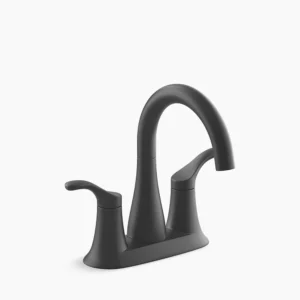 Kohler Simplice Centerset bathroom sink faucet, 1.0 gpm – Matte Black