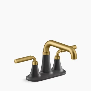 Kohler Tone Centerset bathroom sink faucet, 1.0 gpm – Matte Black with Moderne Brass