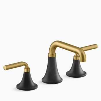Kohler Tone Widespread bathroom sink faucet, 1.0 gpm - Matte Black with Moderne Brass