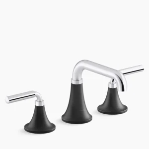 Kohler Tone Widespread bathroom sink faucet, 1.0 gpm – Polished Chrome with Matte Black