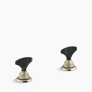 Kohler Artifacts Nero Marquina T-handle bathroom sink faucet handles - Vibrant French Gold