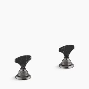 Kohler Artifacts Nero Marquina T-handle bathroom sink faucet handles – Vibrant Titanium