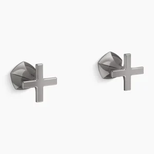 Kohler Occasion Wall-mount bathroom sink faucet Cross handle trim, 1.2 gpm – Vibrant Titanium