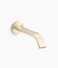 Kohler Components Wall-mount bathroom sink faucet spout with Ribbon design, 1.2 gpm – Vibrant French Gold