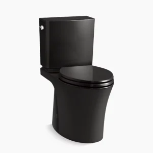 Kohler Veil Two-piece elongated toilet with skirted trapway, 1.28 gpf – Black