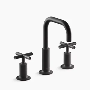 Kohler Purist Widespread bathroom sink faucet with Cross handles, 1.2 gpm – Matte Black