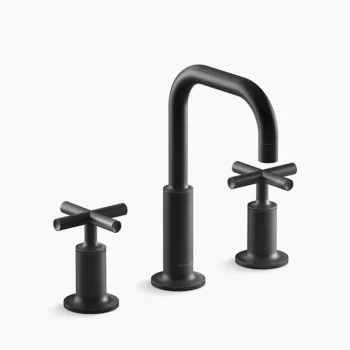Kohler Purist Widespread bathroom sink faucet with Cross handles, 1.2 gpm - Matte Black