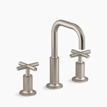 Kohler Purist Widespread bathroom sink faucet with Cross handles, 1.2 gpm - Vibrant Brushed Nickel