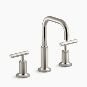 Kohler Purist Widespread bathroom sink faucet with Lever handles, 1.2 gpm – Vibrant Polished Nickel