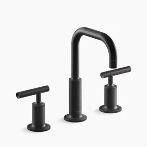 Kohler Purist Widespread bathroom sink faucet with Lever handles, 1.2 gpm – Matte Black