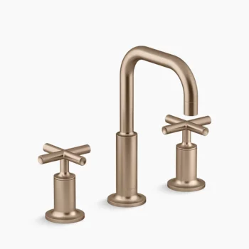 Kohler Purist Widespread bathroom sink faucet with Cross handles, 1.2 gpm - Vibrant Brushed Bronze